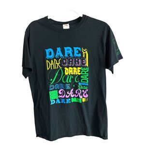 DARE Multi-Color Logo Tee - Black - Size M